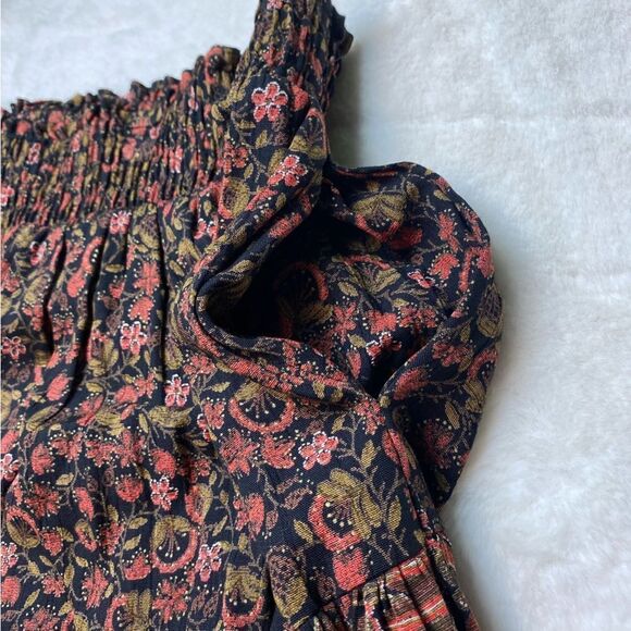 Fortina Vintage Floral Design Black Red Boho Skirt Size Medium - Picture 8 of 11